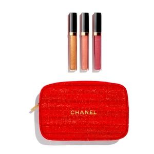 Free shipping🎄Chanel 2022 Holiday Lipgloss Trio & Cosmetic Bag🎁